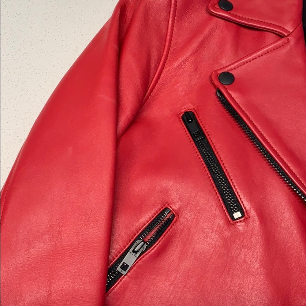 rag & bone Red Leather Jacket - Picture 3 of 6